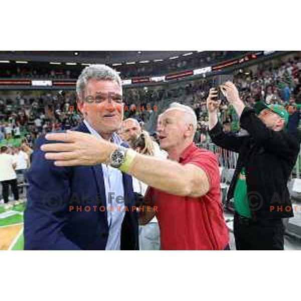 Joze Mermal in action during second semi-final match of ABA league between Cedevita Olimpija and Crvena Zvezda in Stozice, Arena, Ljubljana, Slovenia on May 16, 2022