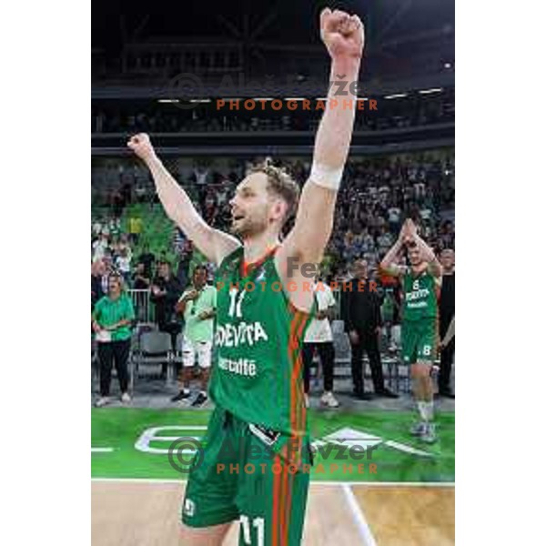 Jaka Blazic in action during second semi-final match of ABA league between Cedevita Olimpija and Crvena Zvezda in Stozice, Arena, Ljubljana, Slovenia on May 16, 2022