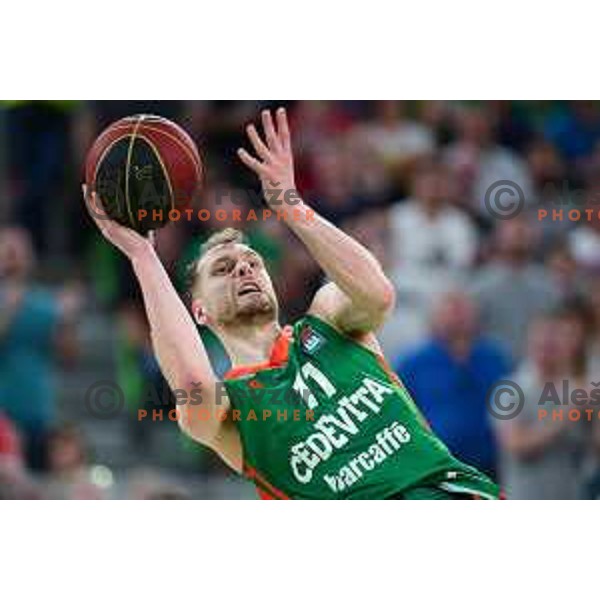 Jaka Blazic in action during second semi-final match of ABA league between Cedevita Olimpija and Crvena Zvezda in Stozice, Arena, Ljubljana, Slovenia on May 16, 2022