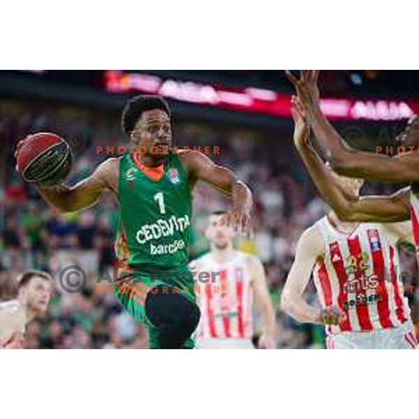 Yogi Ferrell in action during second semi-final match of ABA league between Cedevita Olimpija and Crvena Zvezda in Stozice, Arena, Ljubljana, Slovenia on May 16, 2022