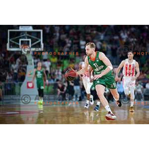 Jaka Blazic in action during second semi-final match of ABA league between Cedevita Olimpija and Crvena Zvezda in Stozice, Arena, Ljubljana, Slovenia on May 16, 2022
