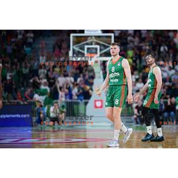 Edo Muric in action during second semi-final match of ABA league between Cedevita Olimpija and Crvena Zvezda in Stozice, Arena, Ljubljana, Slovenia on May 16, 2022
