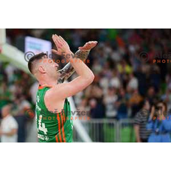 Alen Omic in action during second semi-final match of ABA league between Cedevita Olimpija and Crvena Zvezda in Stozice, Arena, Ljubljana, Slovenia on May 16, 2022