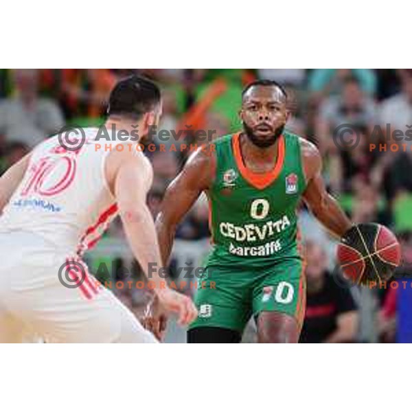 in action during second semi-final match of ABA league between Cedevita Olimpija and Crvena Zvezda in Stozice, Arena, Ljubljana, Slovenia on May 16, 2022