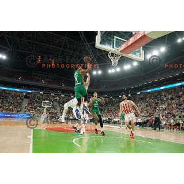 Yogi Ferrell in action during second semi-final match of ABA league between Cedevita Olimpija and Crvena Zvezda in Stozice, Arena, Ljubljana, Slovenia on May 16, 2022