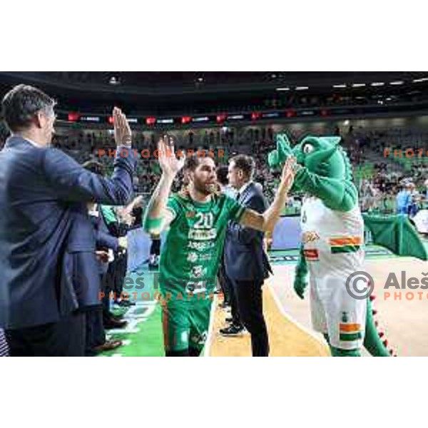 in action during second semi-final match of ABA league between Cedevita Olimpija and Crvena Zvezda in Stozice, Arena, Ljubljana, Slovenia on May 16, 2022