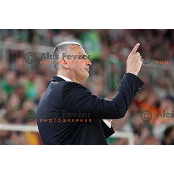 Dejan Radonjic, head coach of Crvena zvezda in action during second semi-final match of ABA league between Cedevita Olimpija and Crvena Zvezda in Stozice, Arena, Ljubljana, Slovenia on May 16, 2022