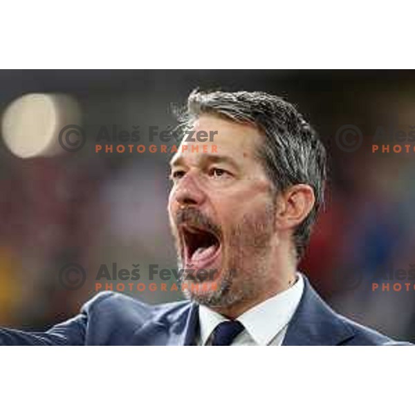 in action during second semi-final match of ABA league between Cedevita Olimpija and Crvena Zvezda in Stozice, Arena, Ljubljana, Slovenia on May 16, 2022