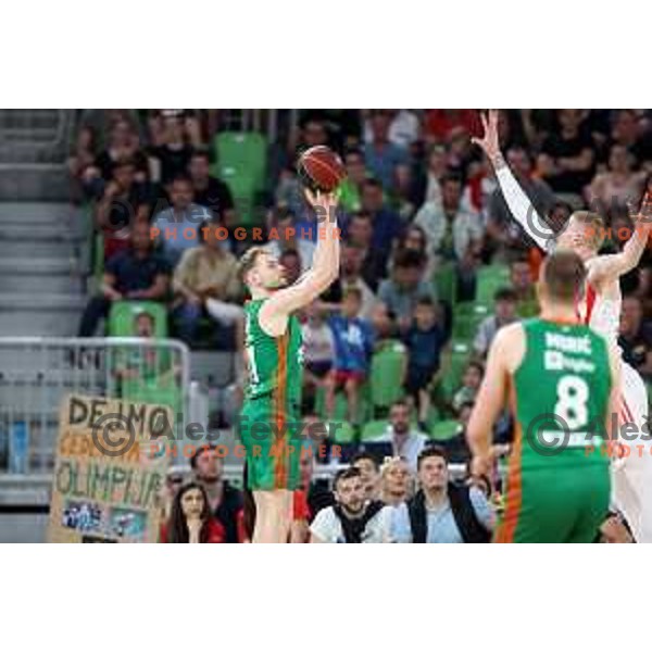 Jaka Blazic in action during second semi-final match of ABA league between Cedevita Olimpija and Crvena Zvezda in Stozice, Arena, Ljubljana, Slovenia on May 16, 2022