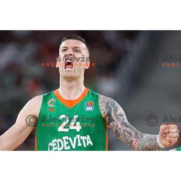 Alen Omic in action during second semi-final match of ABA league between Cedevita Olimpija and Crvena Zvezda in Stozice, Arena, Ljubljana, Slovenia on May 16, 2022
