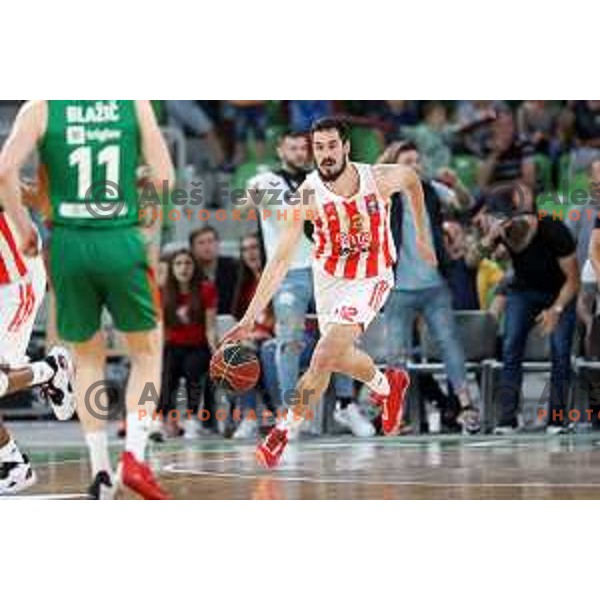 in action during second semi-final match of ABA league between Cedevita Olimpija and Crvena Zvezda in Stozice, Arena, Ljubljana, Slovenia on May 16, 2022