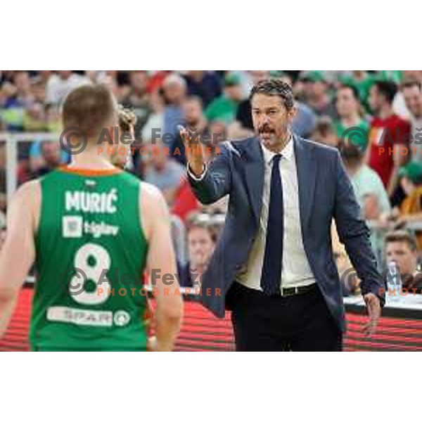 in action during second semi-final match of ABA league between Cedevita Olimpija and Crvena Zvezda in Stozice, Arena, Ljubljana, Slovenia on May 16, 2022