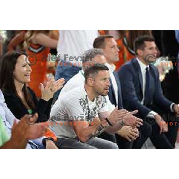 in action during second semi-final match of ABA league between Cedevita Olimpija and Crvena Zvezda in Stozice, Arena, Ljubljana, Slovenia on May 16, 2022