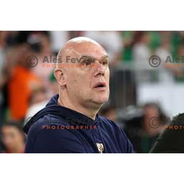in action during second semi-final match of ABA league between Cedevita Olimpija and Crvena Zvezda in Stozice, Arena, Ljubljana, Slovenia on May 16, 2022