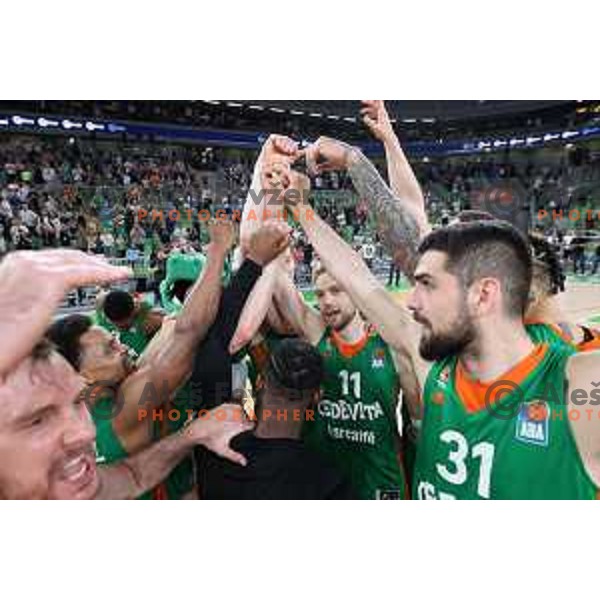 in action during second semi-final match of ABA league between Cedevita Olimpija and Crvena Zvezda in Stozice, Arena, Ljubljana, Slovenia on May 16, 2022
