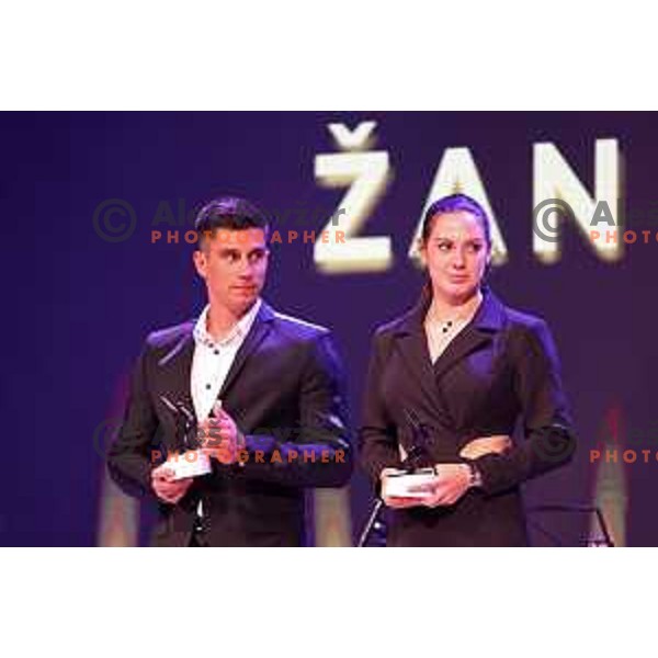 Zan Kranjec and Gloria Kotnik during The night of the Champions - Gala night for best Slovenian winter sportsman and sportswomen in Ljubljana, Slovenia on May 18, 2022