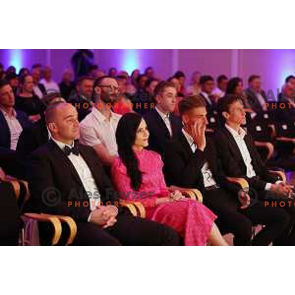 Gloria Kotnik, Timi Zajc and Peter Prevc during The night of the Champions - Gala night for best Slovenian winter sportsman and sportswomen in Ljubljana, Slovenia on May 18, 2022