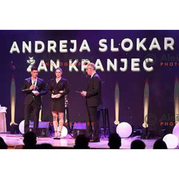 Zan Kranjec and Gloria Kotnik during The night of the Champions - Gala night for best Slovenian winter sportsman and sportswomen in Ljubljana, Slovenia on May 18, 2022