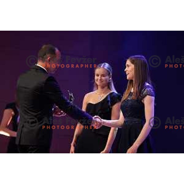 Nika Kriznar and Ursa Bogataj during The night of the Champions - Gala night for best Slovenian winter sportsman and sportswomen in Ljubljana, Slovenia on May 18, 2022