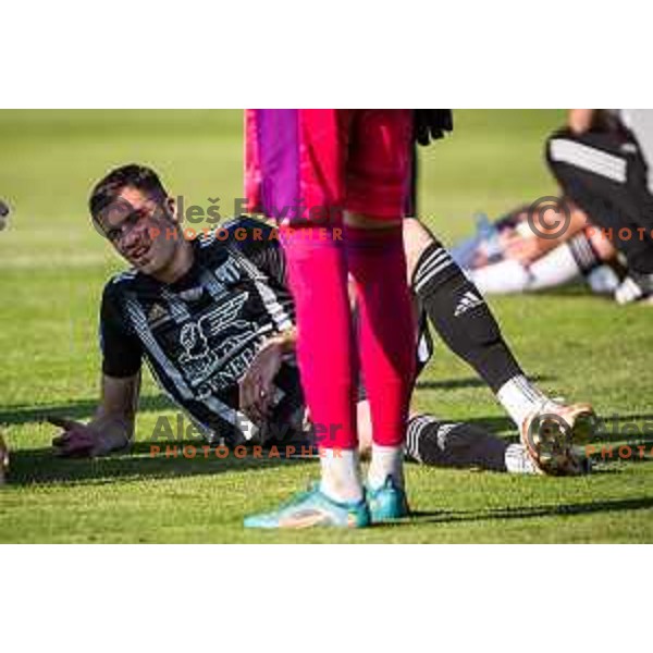 Jan Gorenc injured during Prva liga Telemach football match between Mura and Maribor in Fazanerija, Murska Sobota, Slovenia on May 22, 2022. Photo: Jure Banfi/www.alesfevzer.com