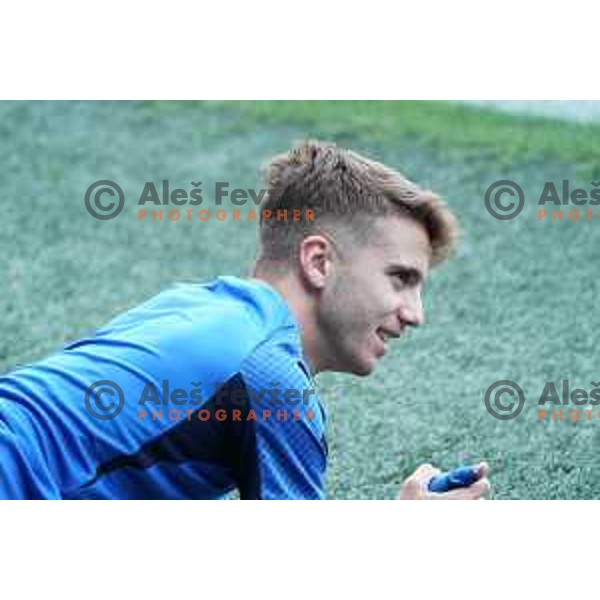 Luka Zahovic of Slovenia Football team during practice session in SRC Stozice, Ljubljana, Slovenia on May 26, 2022