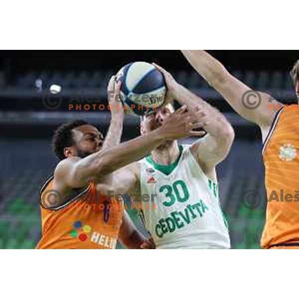 Carlbee Ervin and Zoran Dragic in action during Final of Nova KBM league second match between Cedevita Olimpija and Helios Suns in SRC Stoic, Ljubljana, Slovenia on May 28, 2022