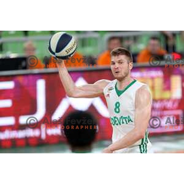 Edo Muric in action during Final of Nova KBM league second match between Cedevita Olimpija and Helios Suns in SRC Stoic, Ljubljana, Slovenia on May 28, 2022