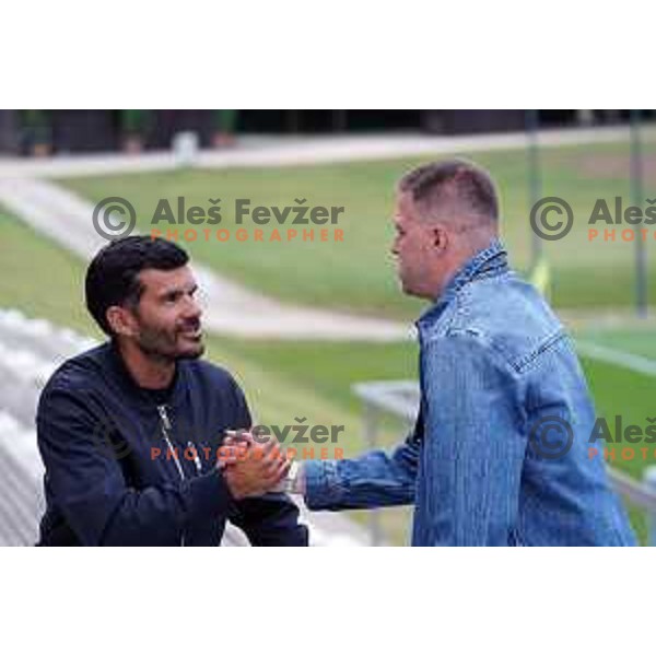 Aleksandar Radosavljevic and Josip Ilicic at Slovenia Football team practice session at NNC Brdo on May 30, 2022