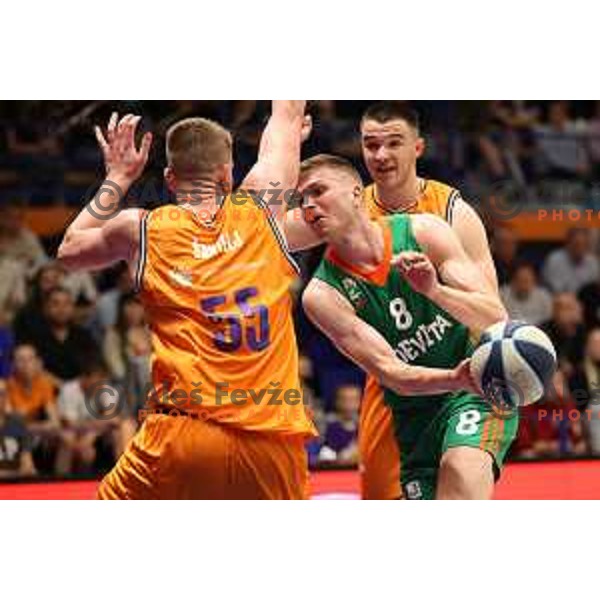 in action during Final of Nova KBM league third match between Helios Suns and Cedevita Olimpija in Domzale, Slovenia on May 31, 2022