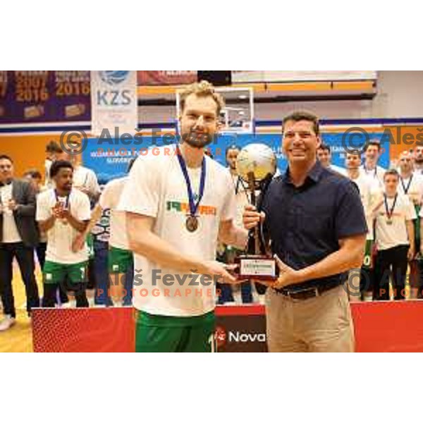 Jaka Blazic in action during Final of Nova KBM league third match between Helios Suns and Cedevita Olimpija in Domzale, Slovenia on May 31, 2022