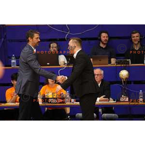 in action during Final of Nova KBM league third match between Helios Suns and Cedevita Olimpija in Domzale, Slovenia on May 31, 2022