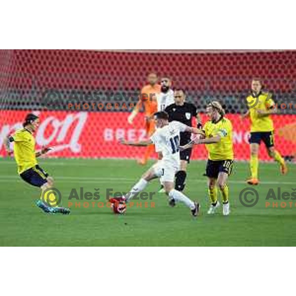 action during UEFA Nations league football match between Slovenia and Sweden in SRC Stozice, Ljubljana, Slovenia on June 2, 2022