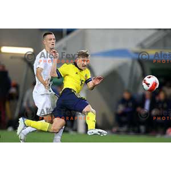 Zan Celar in action during UEFA Nations league football match between Slovenia and Sweden in SRC Stozice, Ljubljana, Slovenia on June 2, 2022