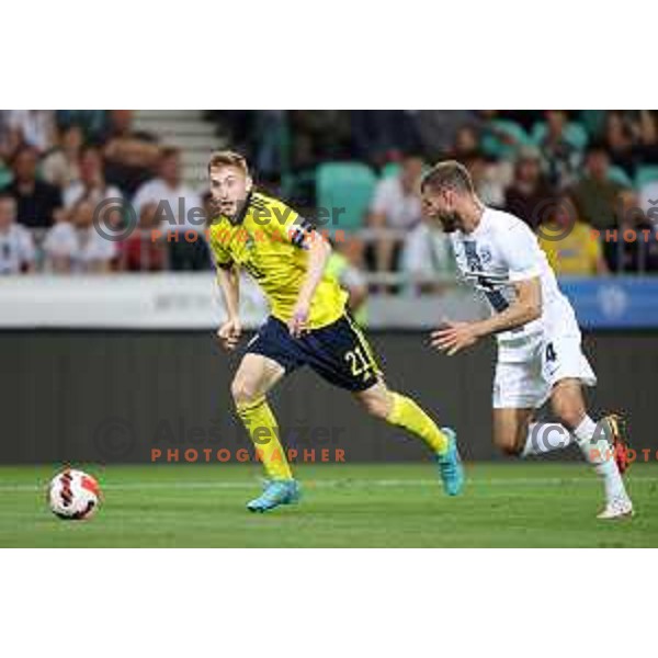 Dejan Kalusevski in action during UEFA Nations league football match between Slovenia and Sweden in SRC Stozice, Ljubljana, Slovenia on June 2, 2022