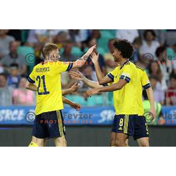 Dejan Kulusevski in action during UEFA Nations league football match between Slovenia and Sweden in SRC Stozice, Ljubljana, Slovenia on June 2, 2022