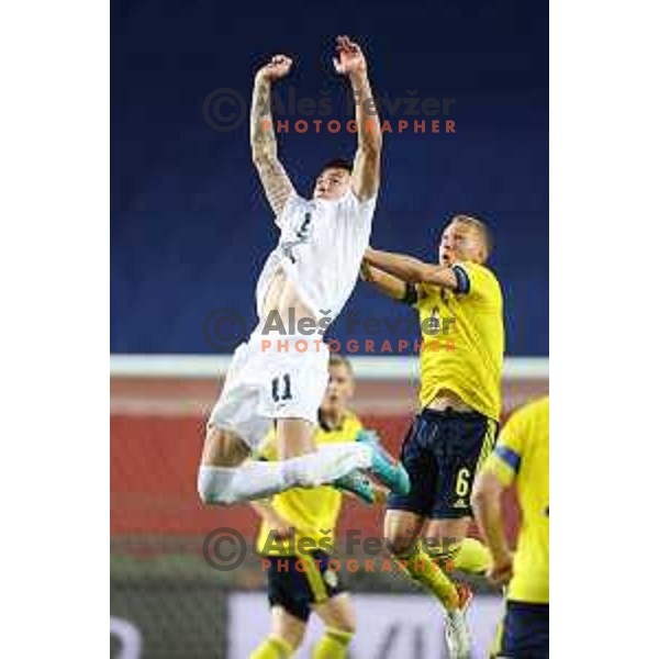 Benjamin Sesko in action during UEFA Nations league football match between Slovenia and Sweden in SRC Stozice, Ljubljana, Slovenia on June 2, 2022