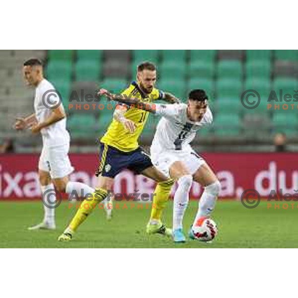 Benjamin Sesko in action during UEFA Nations league football match between Slovenia and Sweden in SRC Stozice, Ljubljana, Slovenia on June 2, 2022
