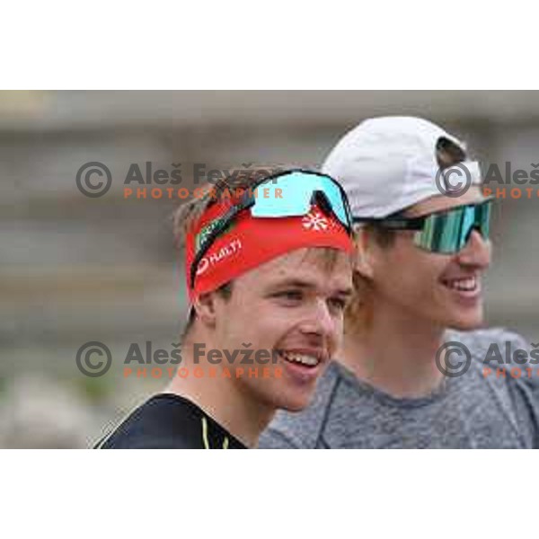Alex Cisar of Slovenia Biathlon team during practice at Pokljuka, Slovenia on June 7, 2022