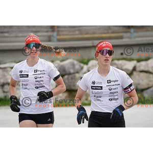 Polona and Ziva Klemencic of Slovenia Biathlon team during practice at Pokljuka, Slovenia on June 7, 2022