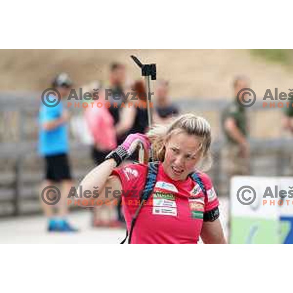 Anamarija Lampic of Slovenia Biathlon team during practice at Pokljuka, Slovenia on June 7, 2022