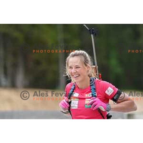 Anamarija Lampic of Slovenia Biathlon team during practice at Pokljuka, Slovenia on June 7, 2022