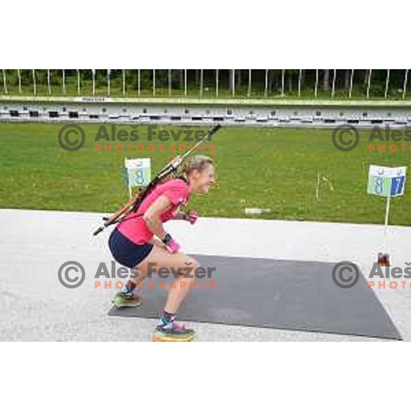 Anamarija Lampic of Slovenia Biathlon team during practice at Pokljuka, Slovenia on June 7, 2022