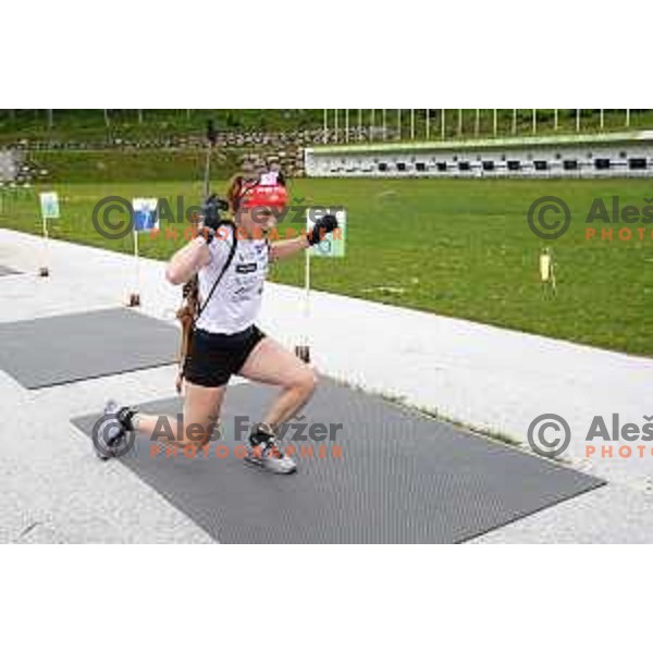 Ziva Klemencic of Slovenia Biathlon team during practice at Pokljuka, Slovenia on June 7, 2022