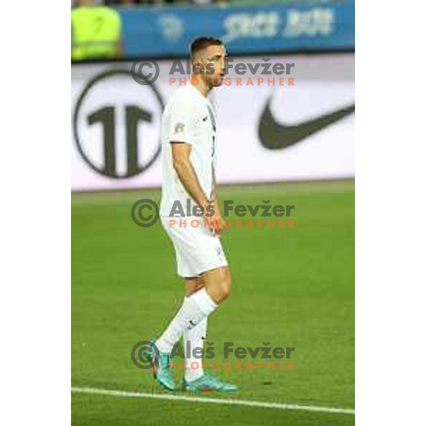 Andraz Sporar in action during UEFA Nations league football match between Slovenia and Sweden in SRC Stozice, Ljubljana, Slovenia on June 2, 2022