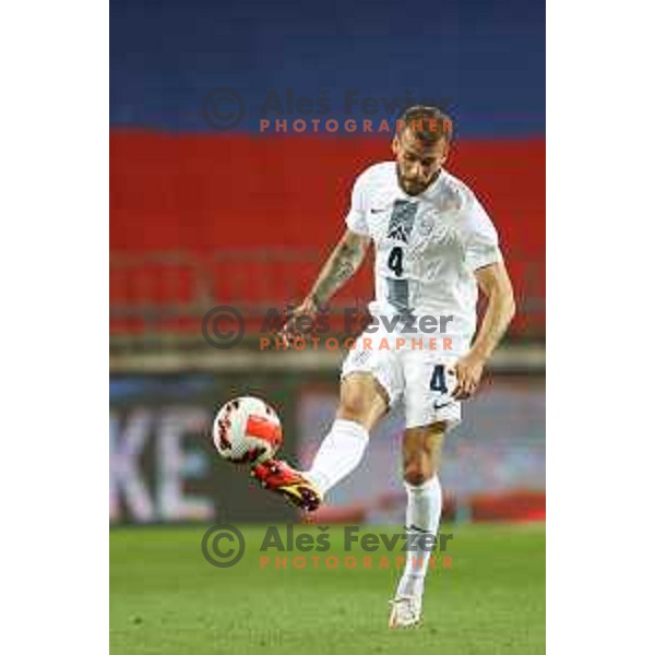 Miha Blazic in action during UEFA Nations league football match between Slovenia and Sweden in SRC Stozice, Ljubljana, Slovenia on June 2, 2022