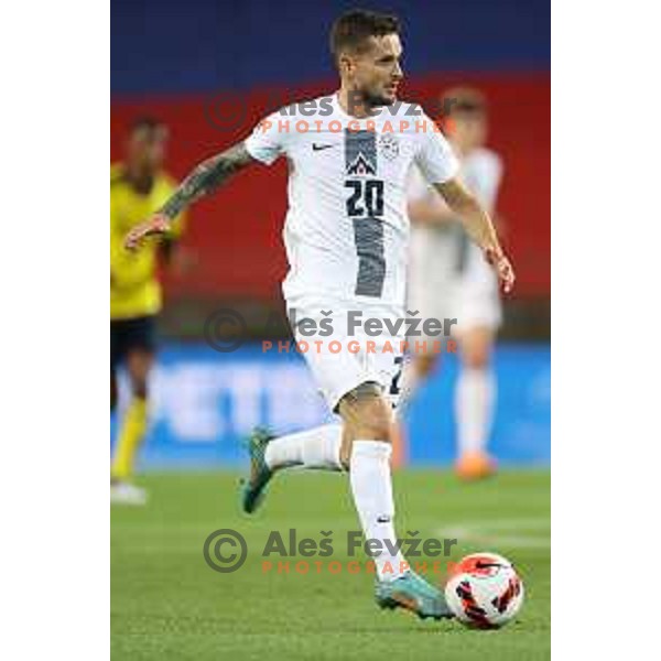 Petar Stojanovic in action during UEFA Nations league football match between Slovenia and Sweden in SRC Stozice, Ljubljana, Slovenia on June 2, 2022