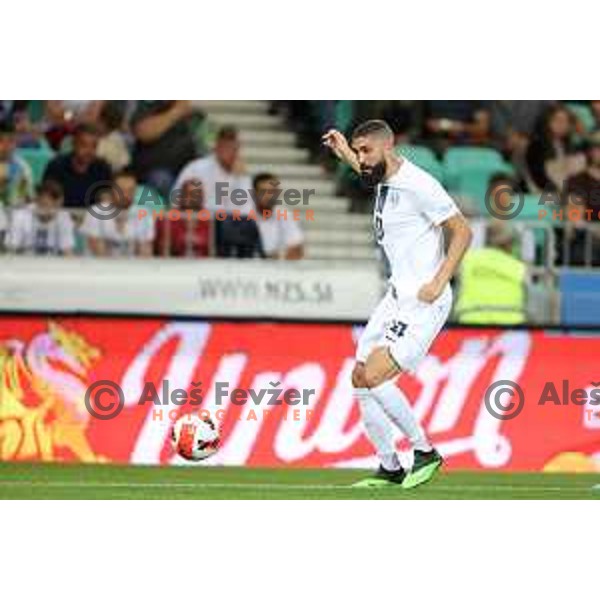 Miha Mevlja in action during UEFA Nations league football match between Slovenia and Sweden in SRC Stozice, Ljubljana, Slovenia on June 2, 2022