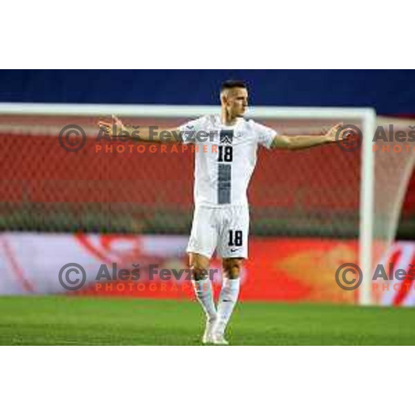 Zan Celar in action during UEFA Nations league football match between Slovenia and Sweden in SRC Stozice, Ljubljana, Slovenia on June 2, 2022