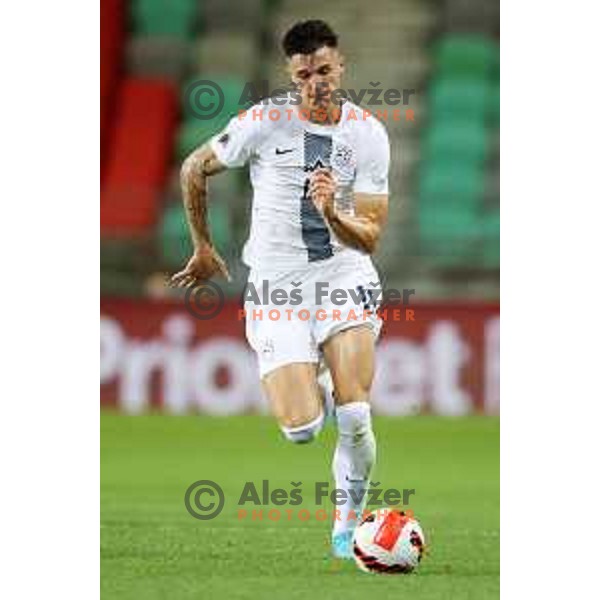 Benjamin Sesko in action during UEFA Nations league football match between Slovenia and Sweden in SRC Stozice, Ljubljana, Slovenia on June 2, 2022