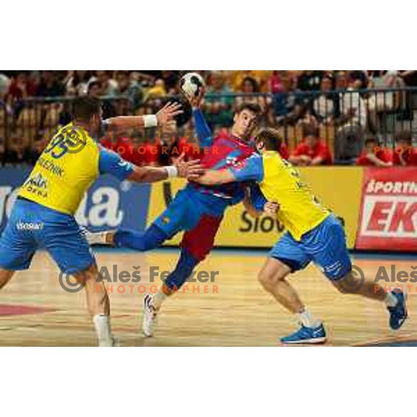 Domen Makuc in action during friendly match between Celje Pivovarna Lasko and Barcelona in Celje, Slovenia on June 11, 2022